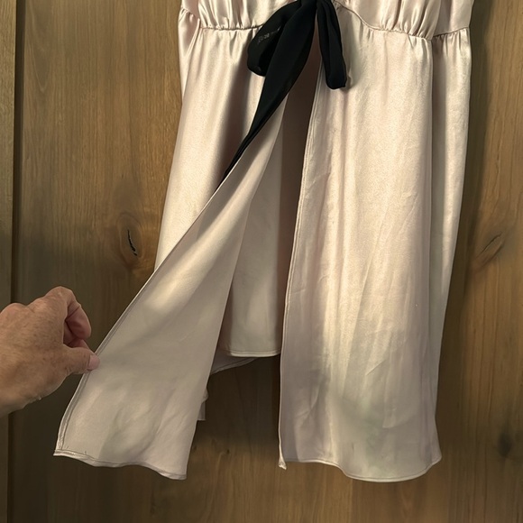 Victoria’s Secret Chemise lingerie slip dress Womens L black bow pink baby doll - Picture 4 of 7